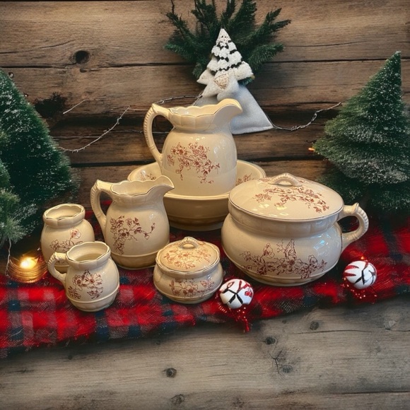 9 piece set antique pitcher, wash basin, chamber pot etc 🥳 - Picture 10 of 10